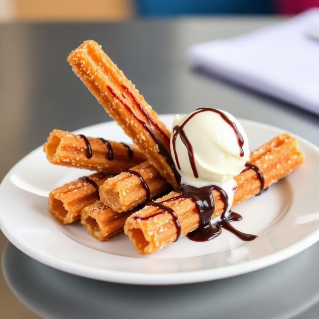 Churro sticks with ice cream